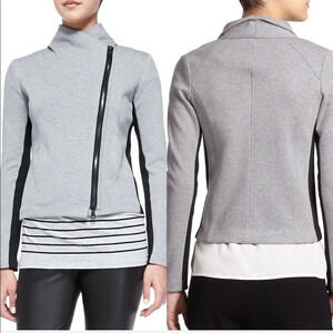 NWOT Vince Knit Scuba Jacket Asymmetrical Zip Grey Mock Neck Casual Women Small